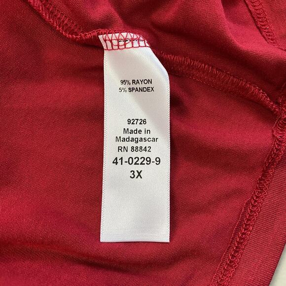 Catherines Top 3X Red Rhinestone Embellished V Neck Dolman Slinky Knit Glam - Picture 11 of 13